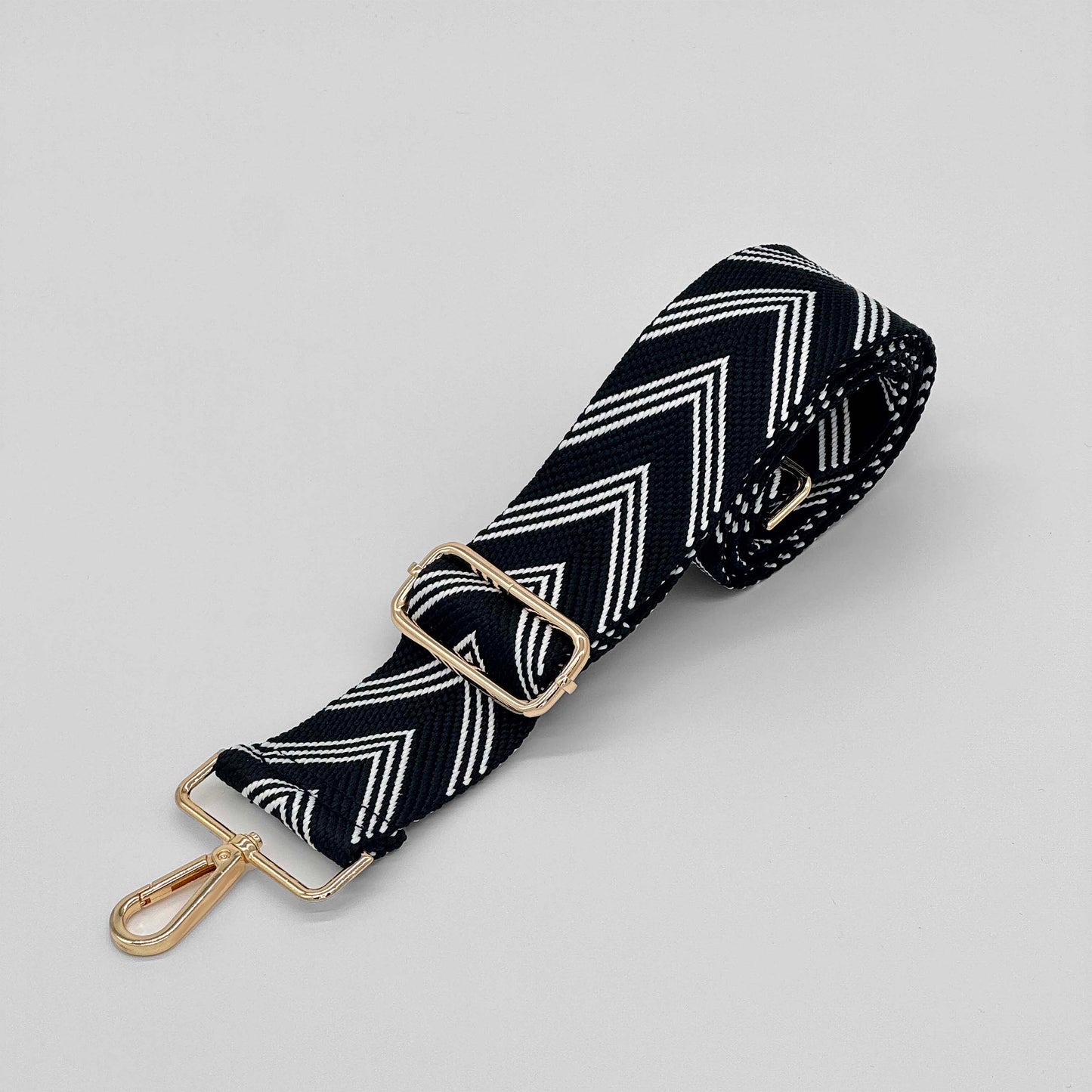 Black and White Herringbone Bag Strap