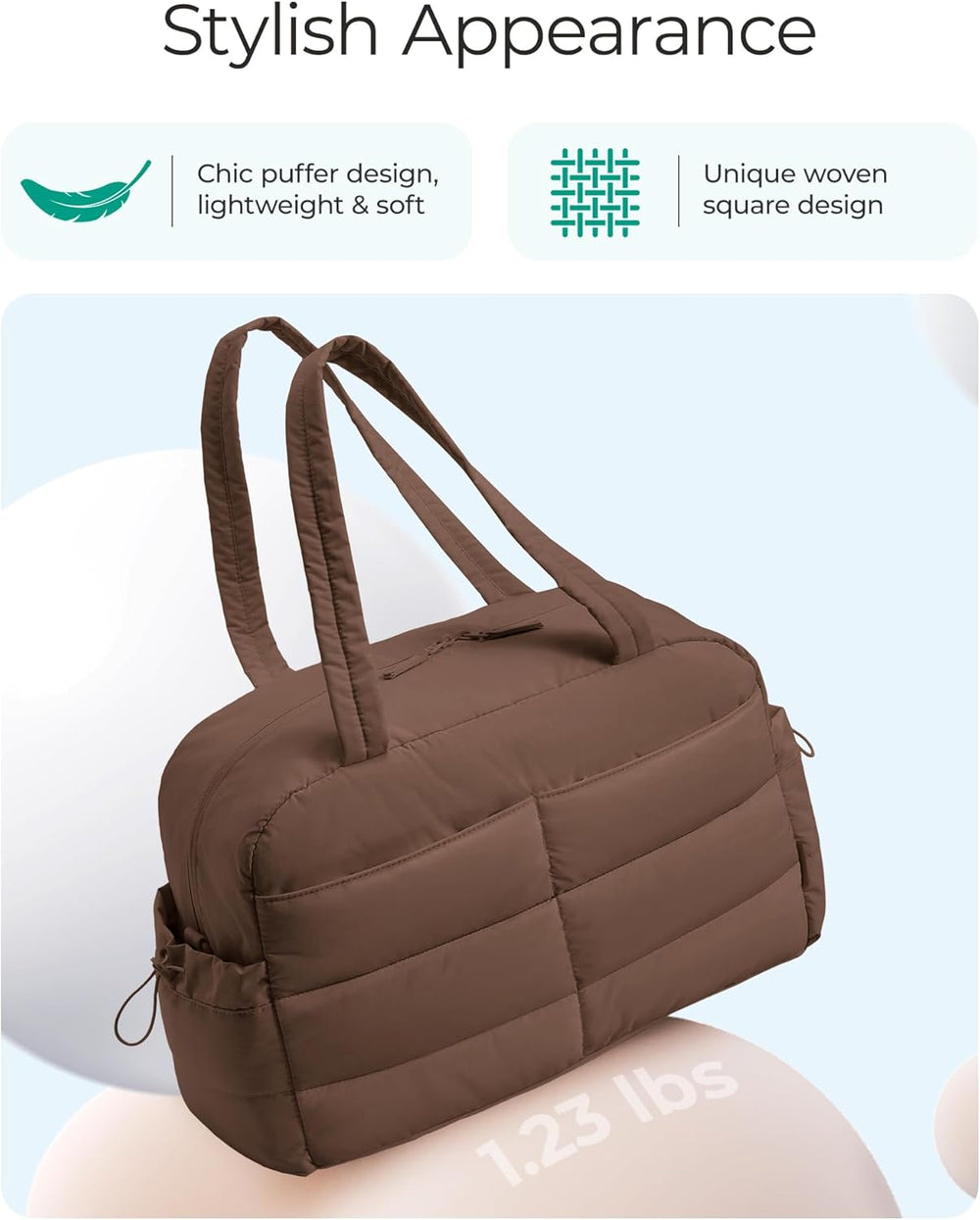 chic travel duffel bag Personalized Quilted Weekender 2 pen slots Luxe Duffel Bag - Black