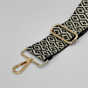 Black and Stone Woven Mosaic Bag Strap