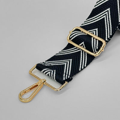 Black and White Herringbone Bag Strap