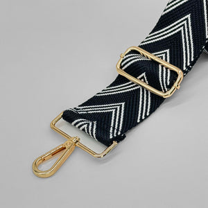 Black and White Herringbone Bag Strap