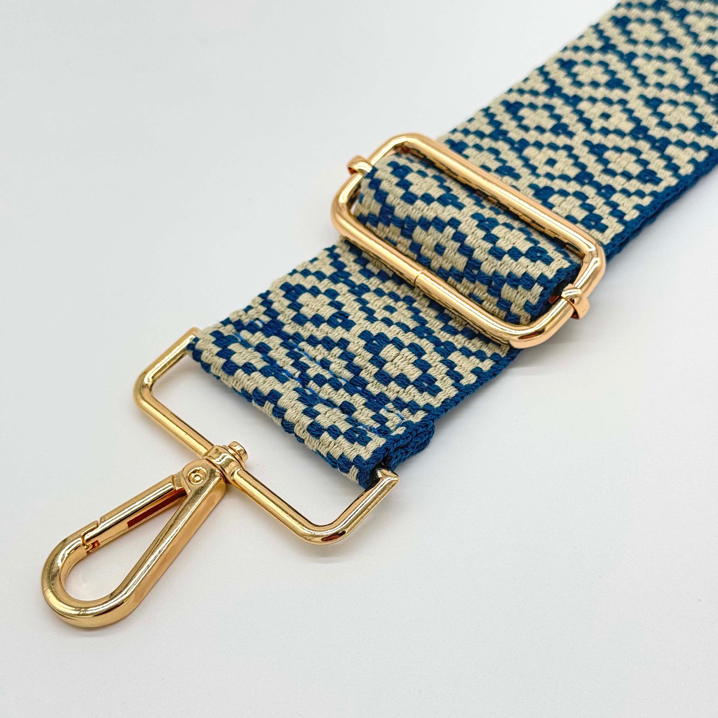 Blue & Stone Woven Mosaic Bag Strap