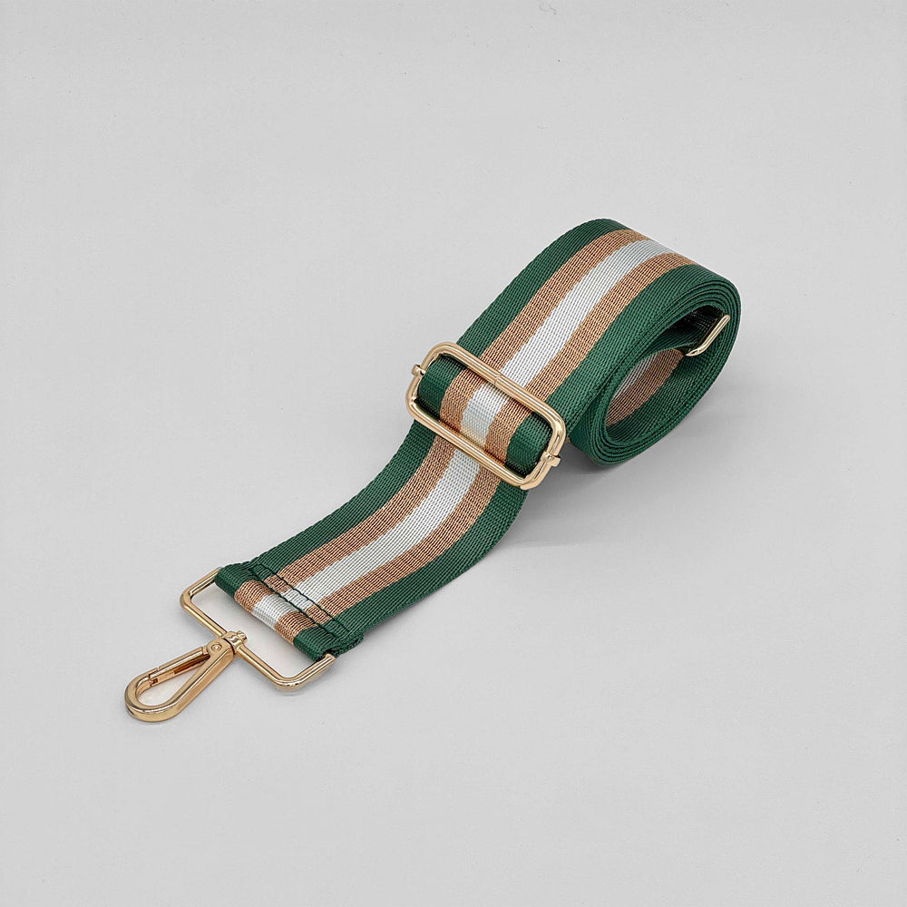 Green and Gold Metallic Stripe Bag Strap