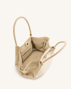 Nora Tote - Ivory( Soft Suede)