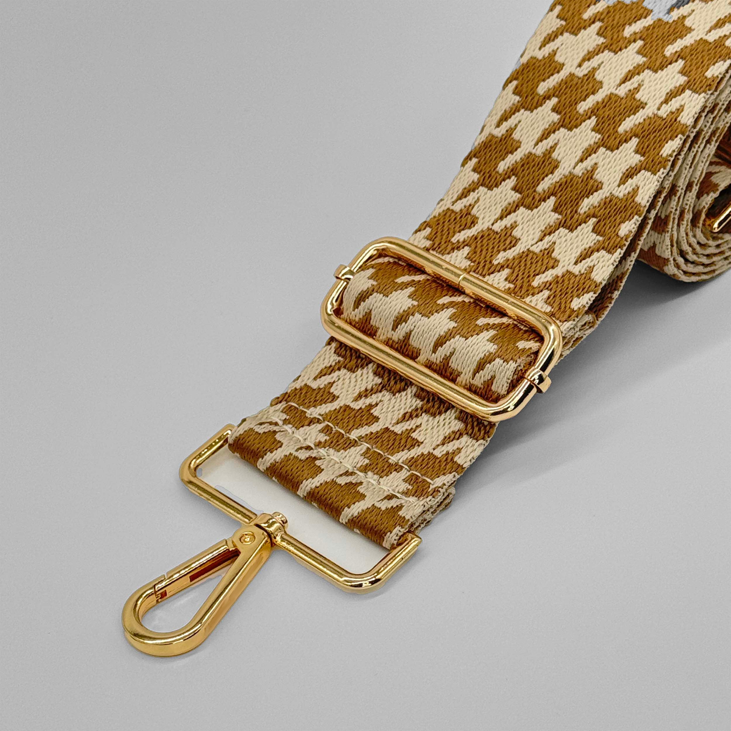 Mid Gold Houndstooth Bag Strap