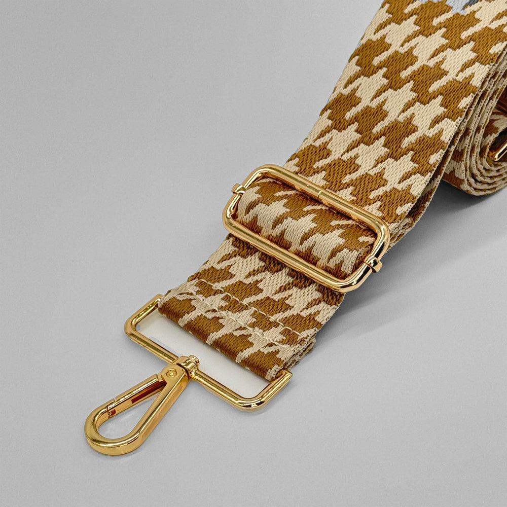 Mid Gold Houndstooth Bag Strap