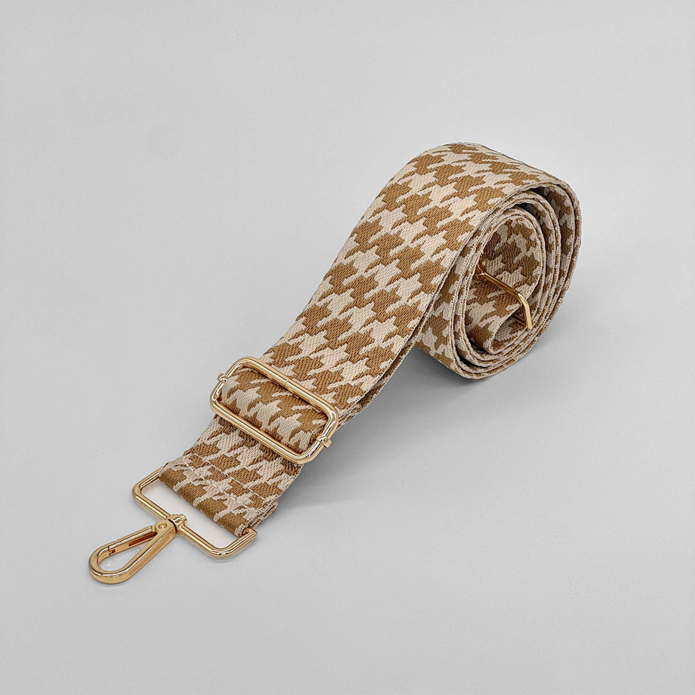 Mid Gold Houndstooth Bag Strap