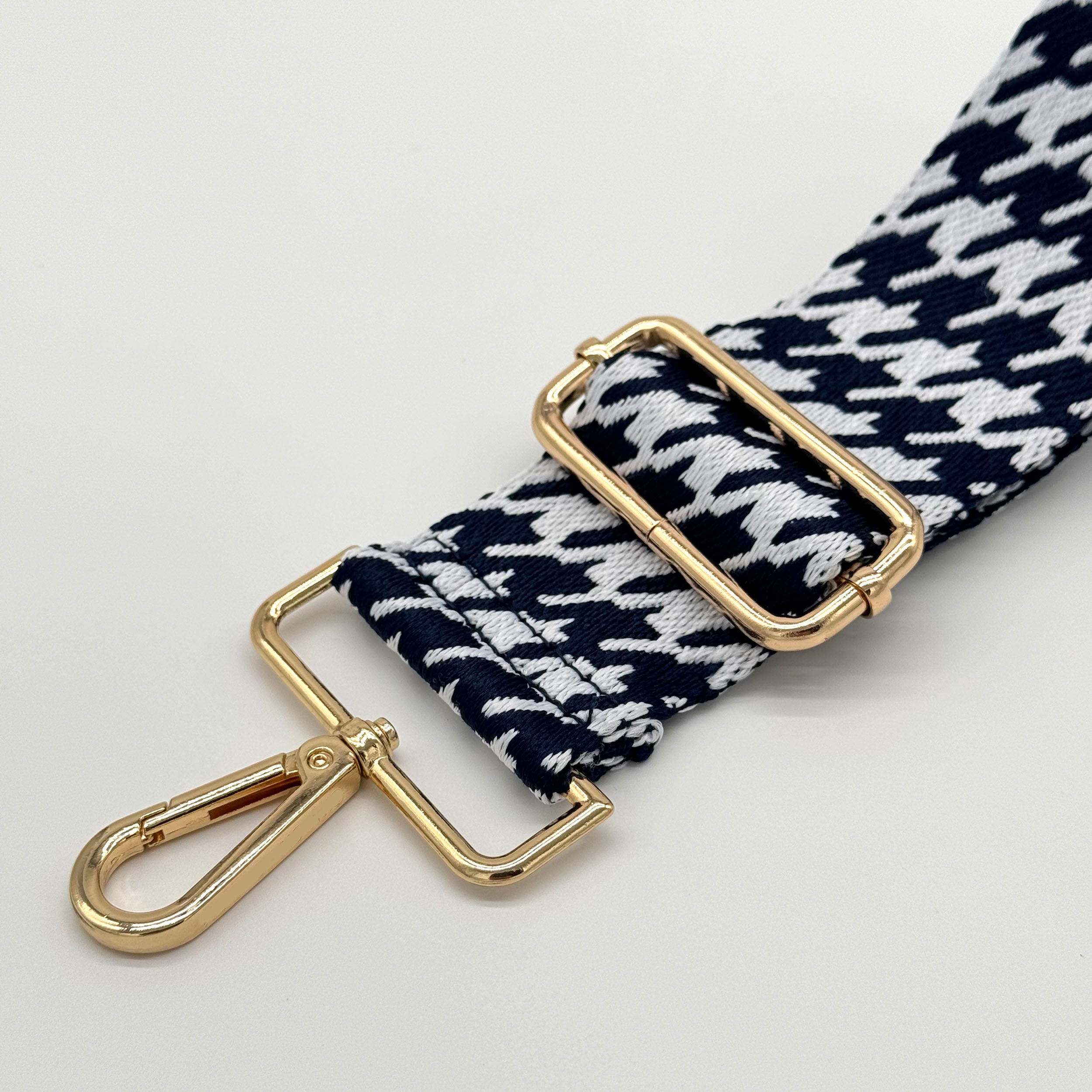 Navy Houndstooth Bag Strap