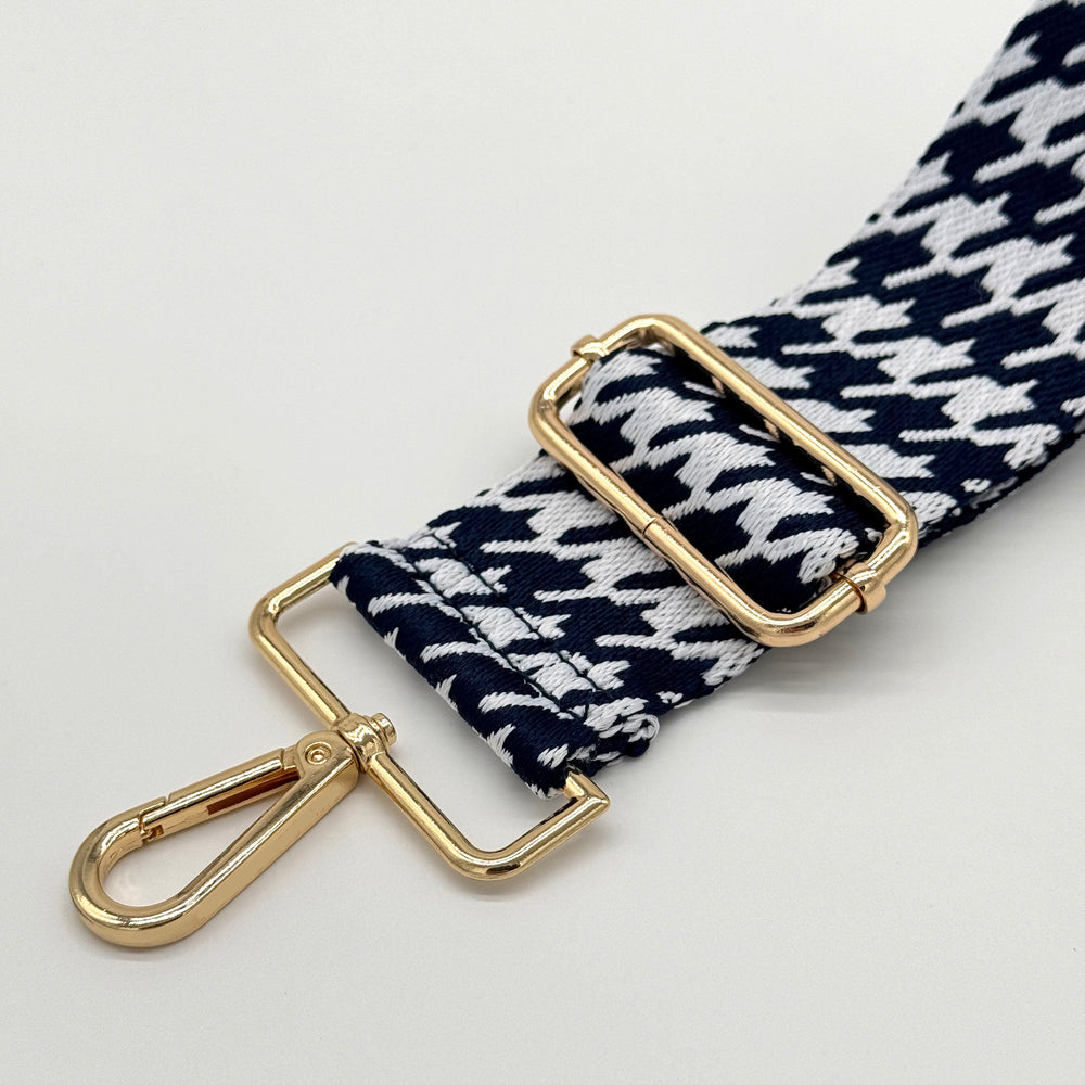 Navy Houndstooth Bag Strap