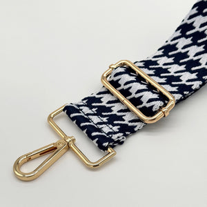 Navy Houndstooth Bag Strap