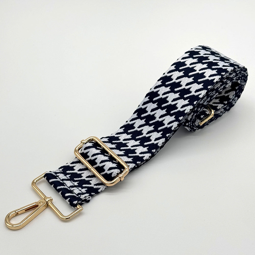Navy Houndstooth Bag Strap