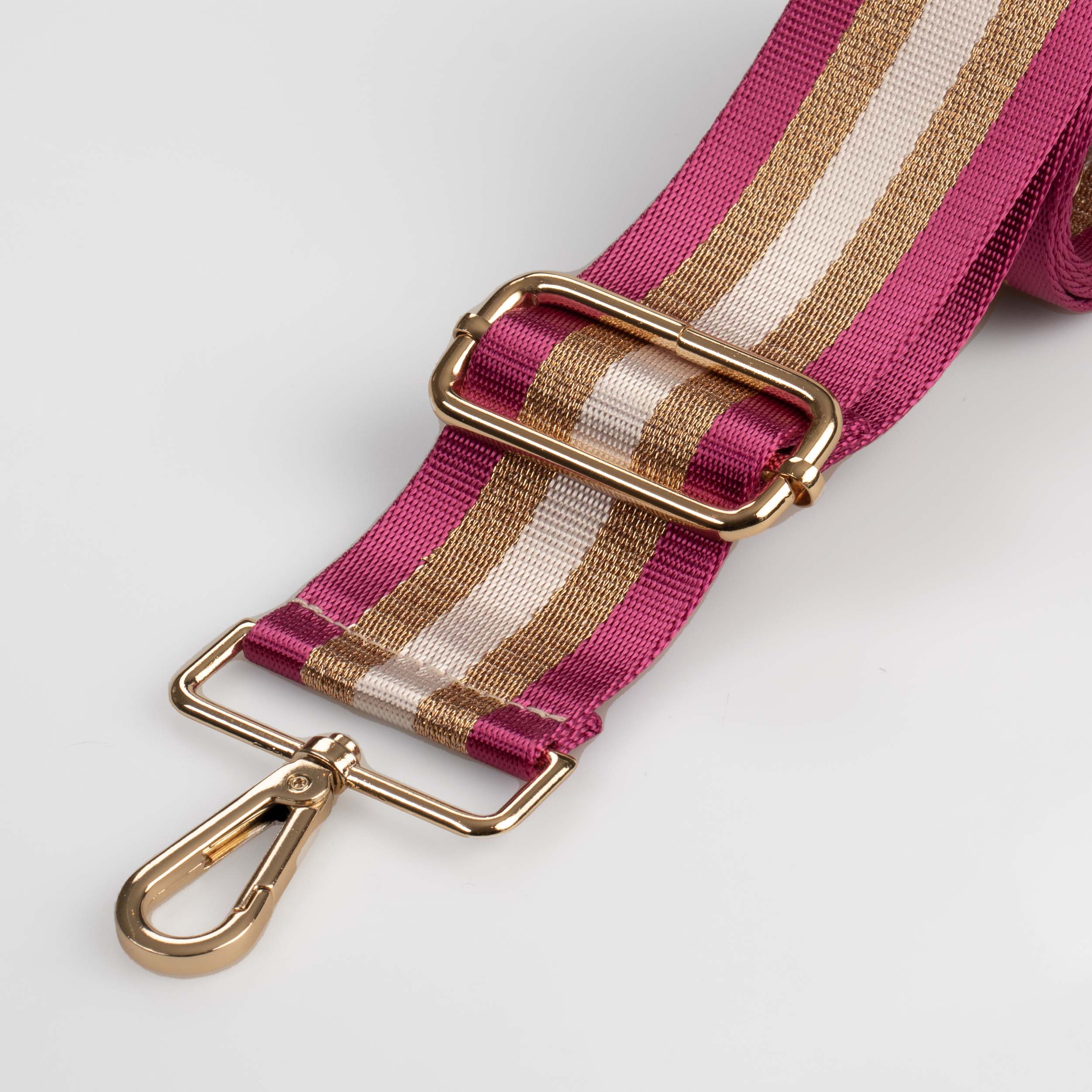 Pink and Gold Metallic Stripe Bag Strap