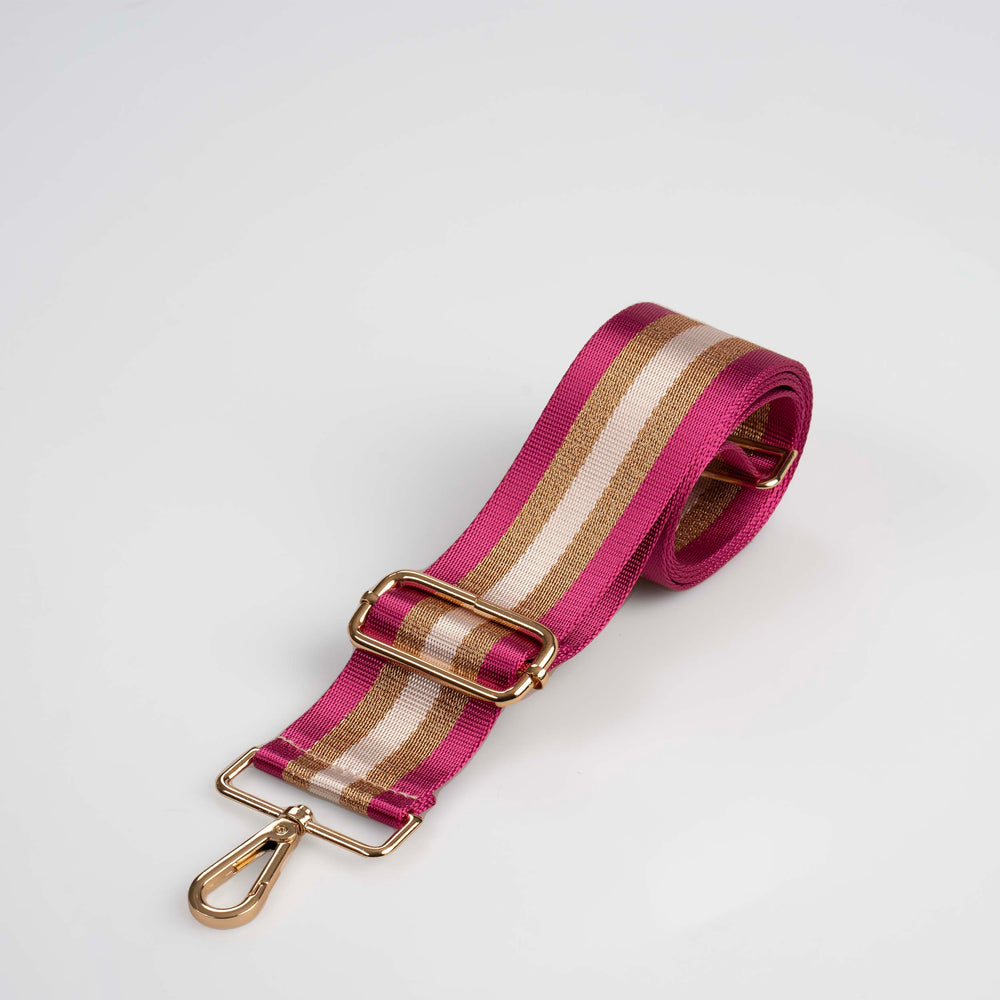 Pink and Gold Metallic Stripe Bag Strap