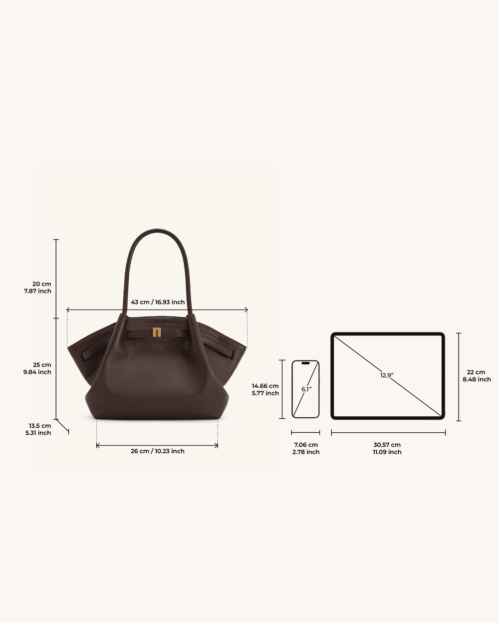 Nora Tote - Dark Brown(Classic Smooth)
