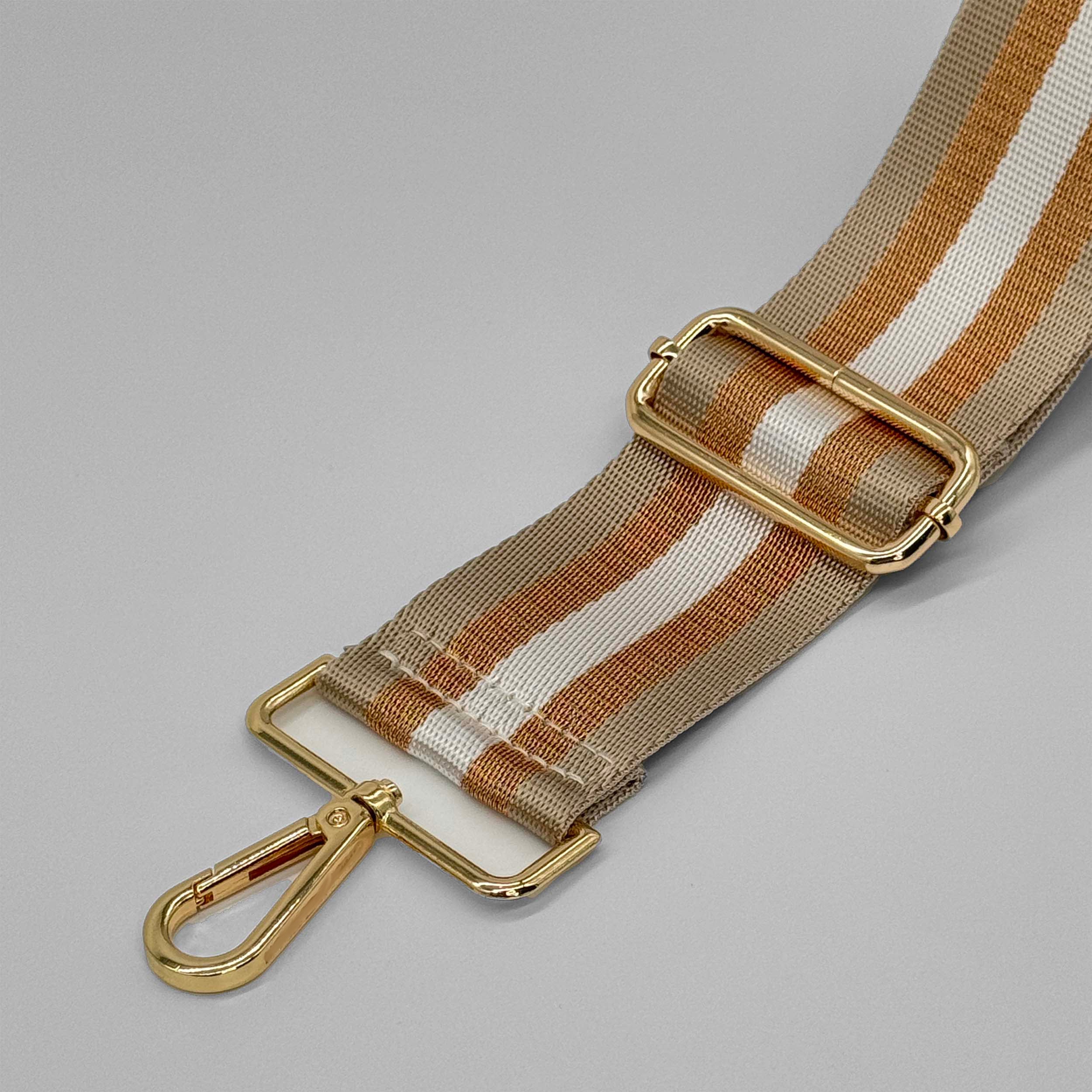 Stone and Gold Metallic Stripe Bag Strap