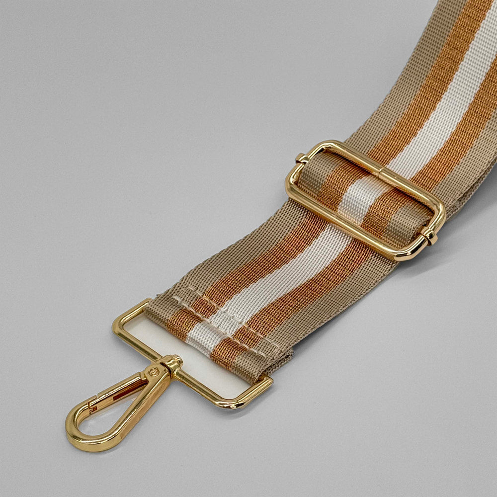 Stone and Gold Metallic Stripe Bag Strap