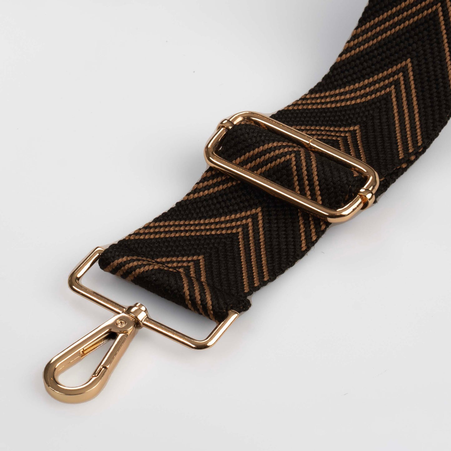 Tan Over Black Herringbone Bag Strap