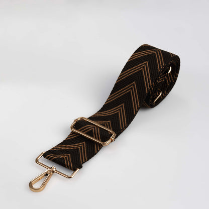 Tan Over Black Herringbone Bag Strap