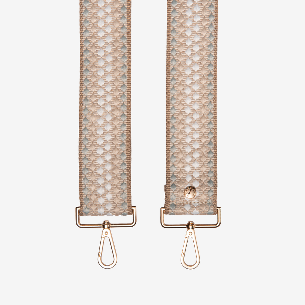 Beige Woven Pattern Crossbody Strap