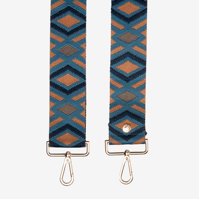Blue & Tan Diamond Crossbody Strap
