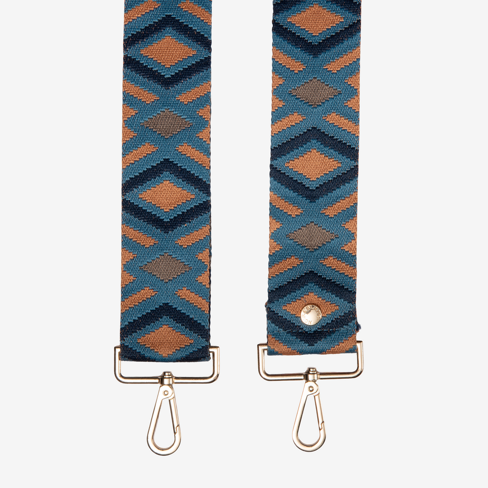 Blue & Tan Diamond Crossbody Strap