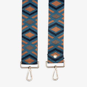 Blue & Tan Diamond Crossbody Strap